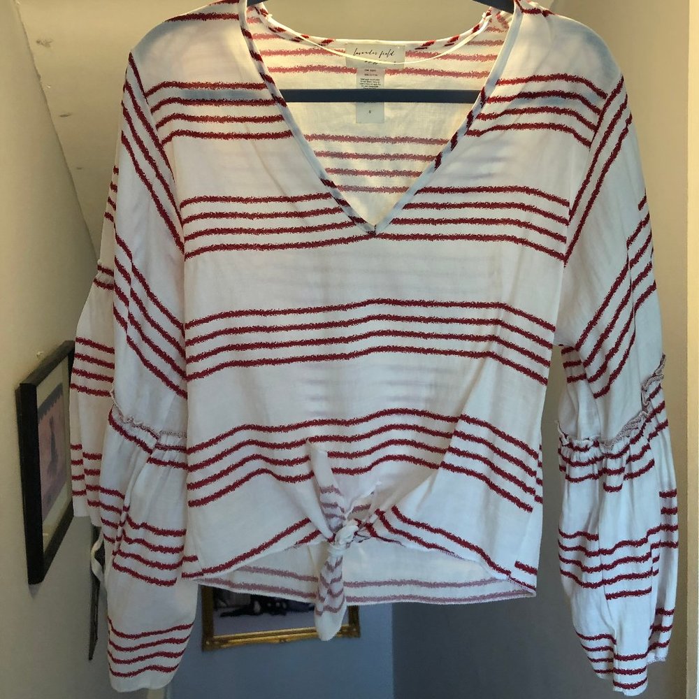 Red and White Top with Bell Sleeves!
